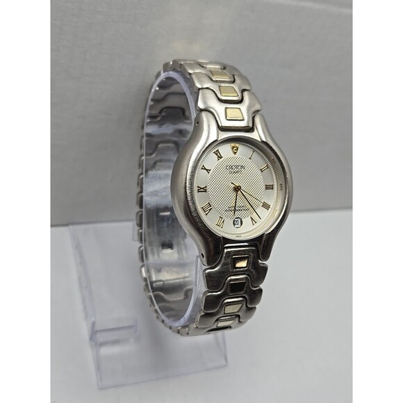 Croton Unisex Quartz 36mm Two Tone 23K Gold Plated Watch Date New Battery Japan - Picture 3 of 11